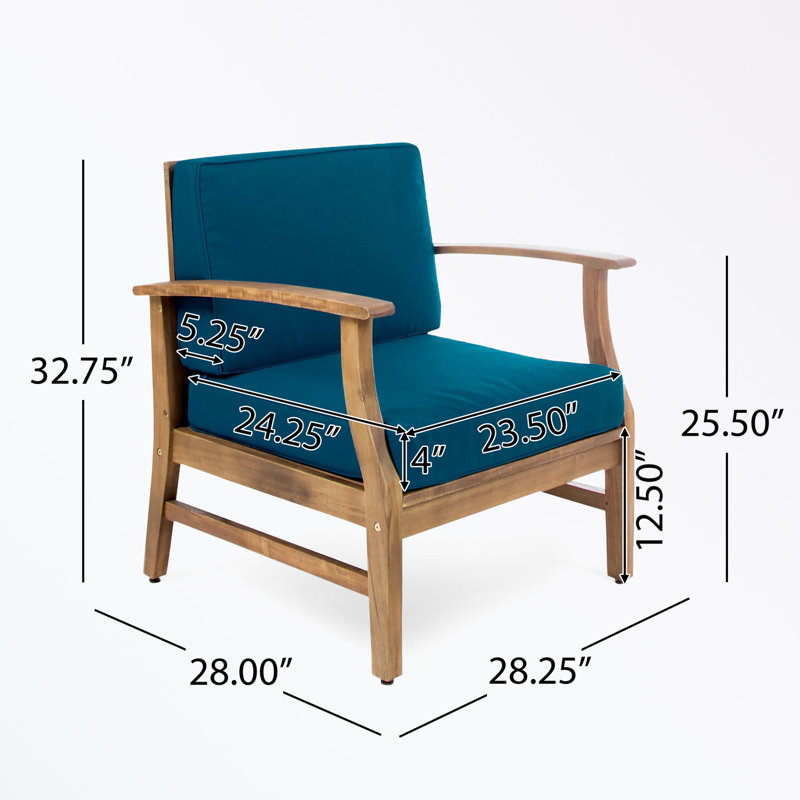 Ensemble de 2 chaises longues de patio avec pieds robustes et coussin moelleux, Bleu, Naturel