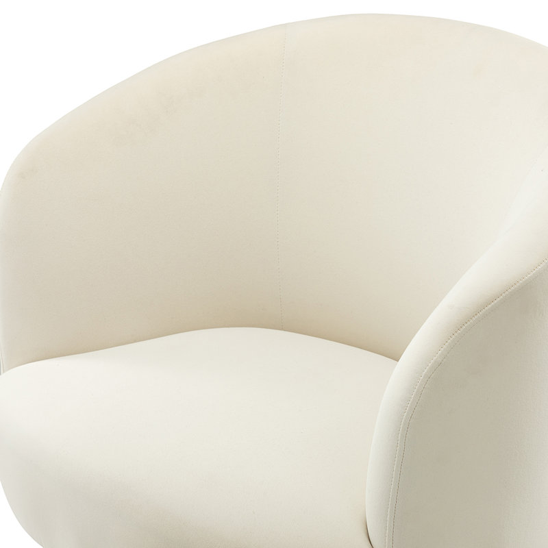 Fauteuil demi-tonneau Dian, Velours ivoire