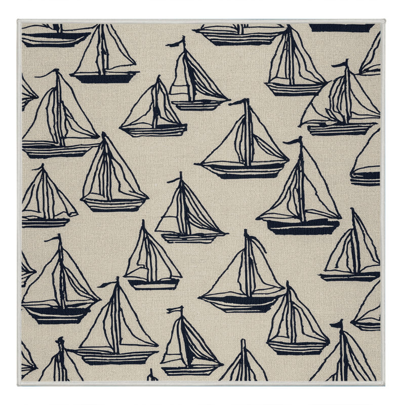 Machine Washable Transportation Beige Area Rug, Square 4'