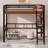 Metal  Loft Bed With Built-In Desk, Storage Shelf And Ladder, Space-Saving Design-1892645323