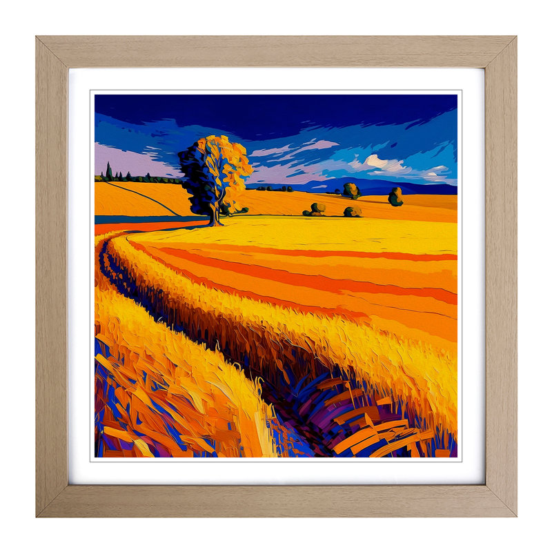Wheatfield Fauvism - Framed Print, Oak
