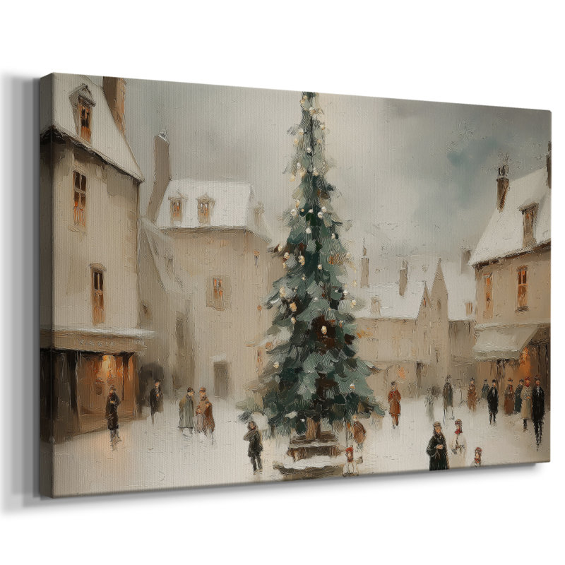 Tinsel - Sapin doré à la veille - Toile tendue avec châssis de qualité supérieure, H 40 po x l 60 po