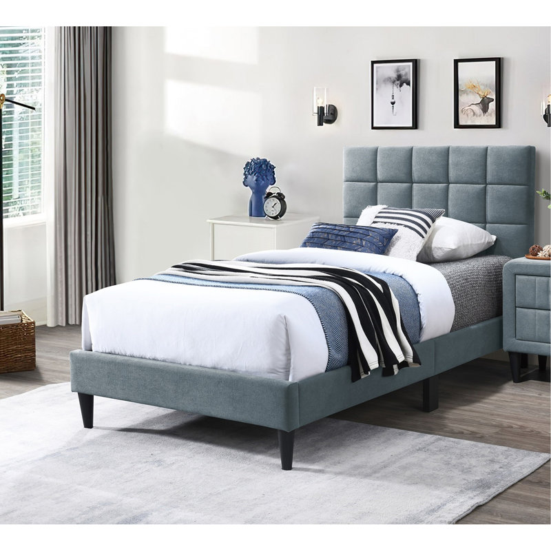 Lit 1Pc Pieds de soutien moyens Tête de lit ajustable Mobilier de chambre à coucher, Gris, Lit simple