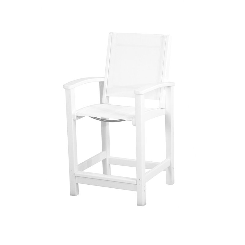 POLYWOOD Coastal Counter Chair, White