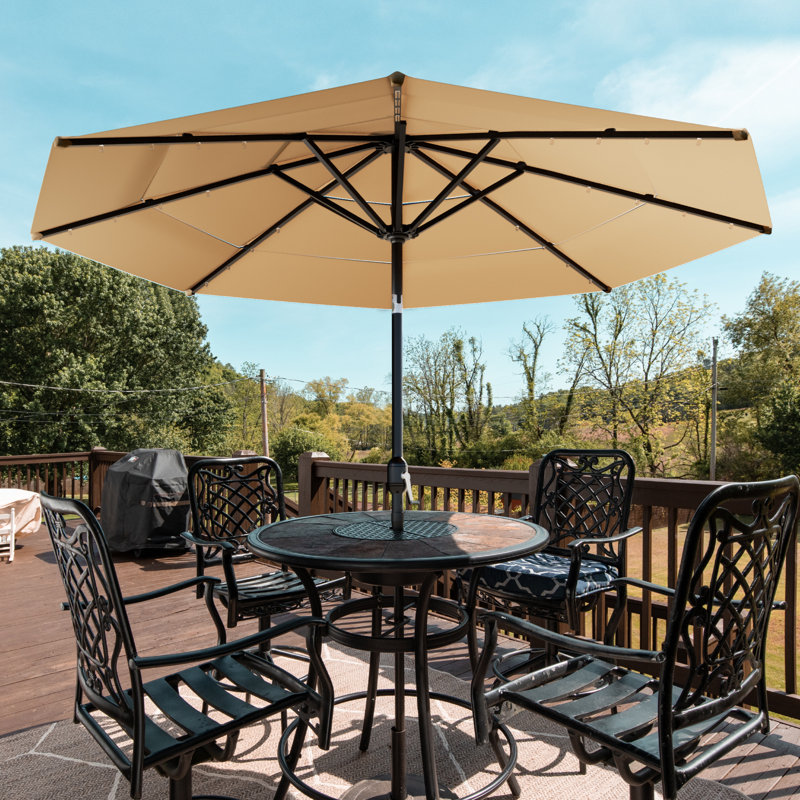 Parasol de marché 11 pi, Beige, H 96,5 po x l 120 po x P 120 po