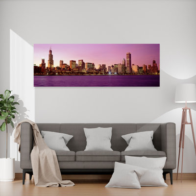 Horizon au coucher du soleil, Chicago, Illinois, art contemporain abstrait coloré de la ville