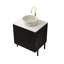 Meuble-lavabo double autoportant 60 po avec lavabo 60 po, 2 armoires de rangement rayées 24 po + tablette ouverte amovible 12 po, 2 vasques rondes en pierre avec comptoir blanc Carrara-1612512369