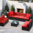 8-Persons Rattan Patio Furniture Conversation Set Outdoor Sectional Sofa for Backyard-1022562439