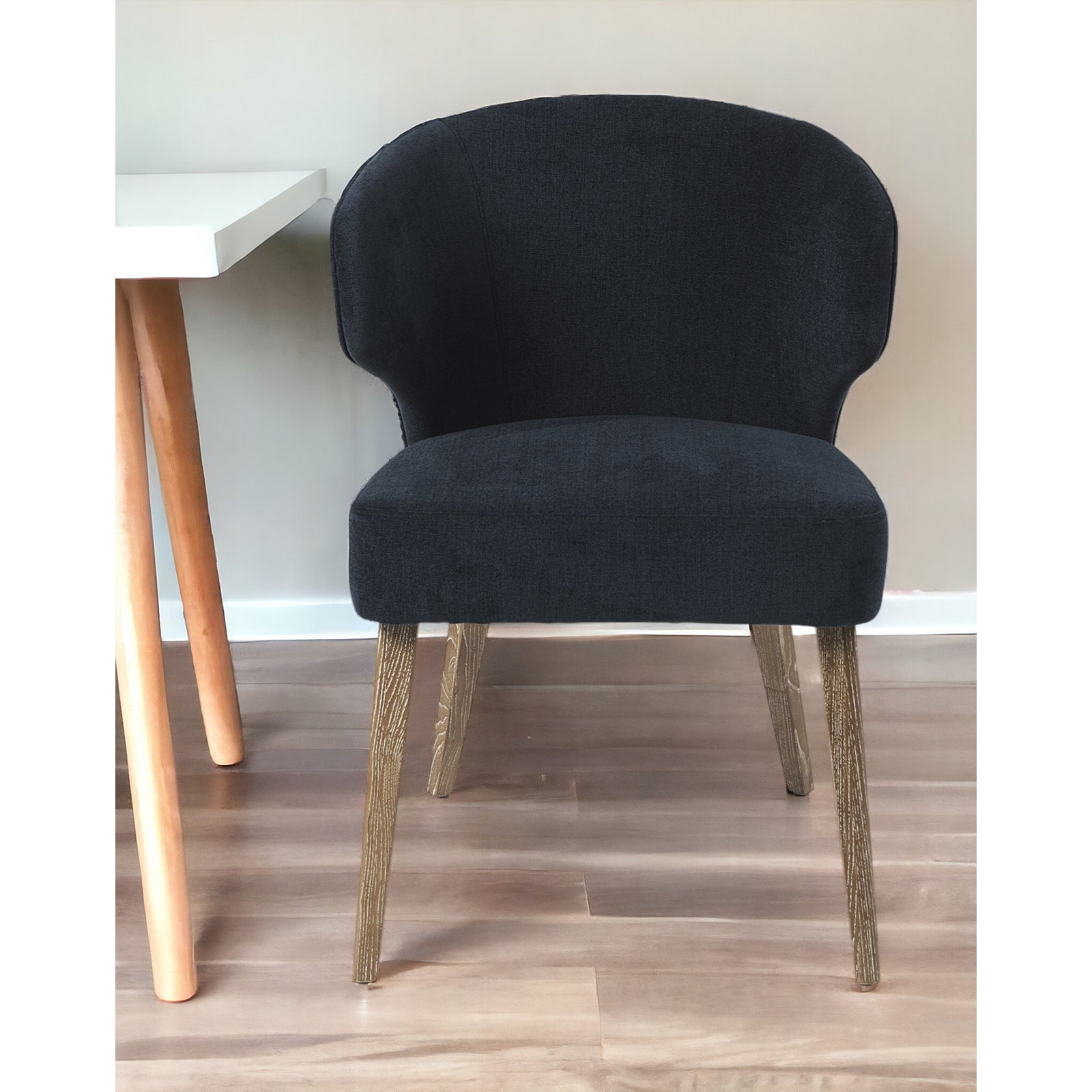Golino Fabric Upholstered Wingback Side Chair, Brown, Black