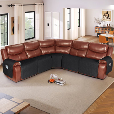Kyrstie Waterproof 5-Pieces Reclining Sectional Sofa Slipcovers- Extra Large Recliner Sofa Covers for L Shape Couch with Pocket-Box Cushion Corner Sectional Slipcovers