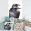 Deux corbeaux noirs avec des plumes noires et bleues - peinture sur toile-67391186-67391188