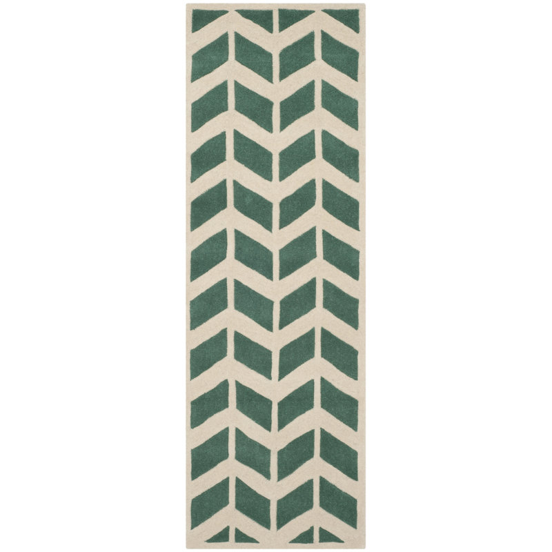 Deedie Hand Tufted Wool Chevron Rug, Runner 2'3" x 7'