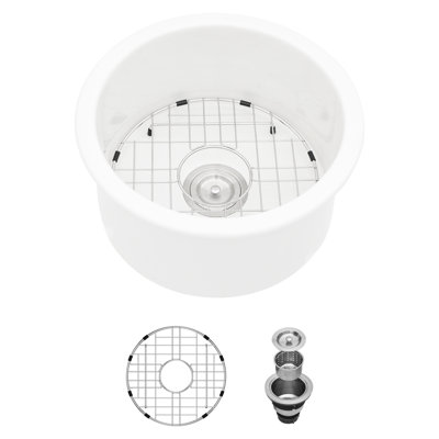 18" Ceramic Sink - Single Bowl, Dual Mount Choices, To Chipping And Stains, White With Drain Bottom Grid 18 Inch Kitchen , Heat , White, Assembly Smooth Cleaning Surface For Easy Maintenance
