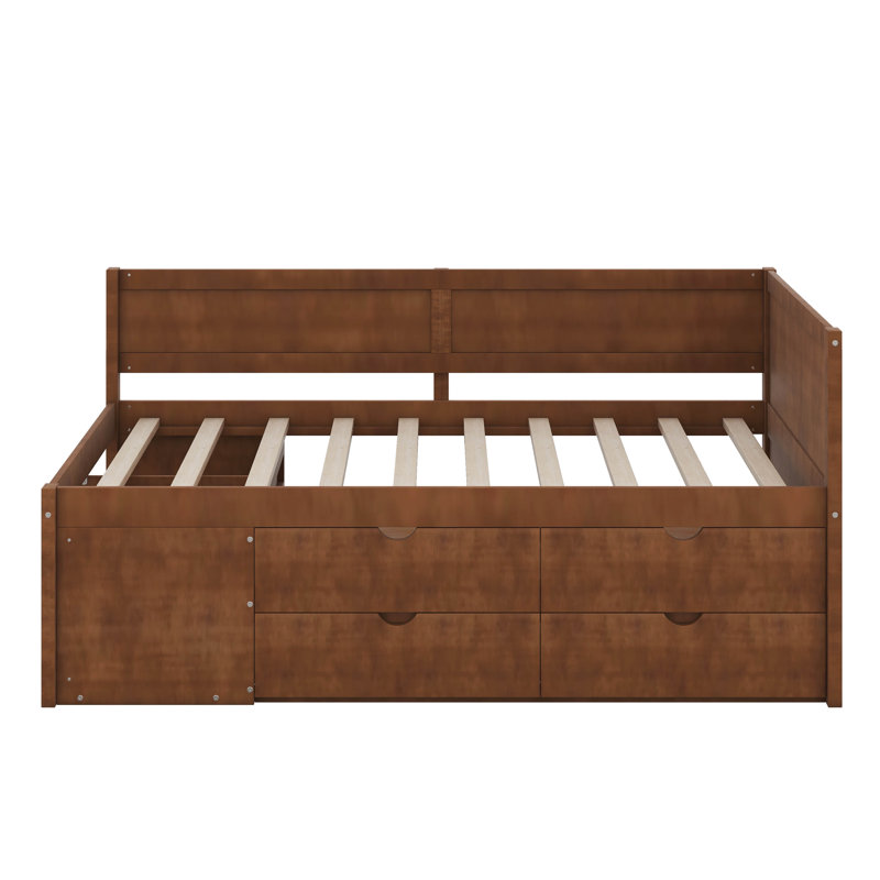 Daybed With Drawers And Shelves, Walnut, Twin