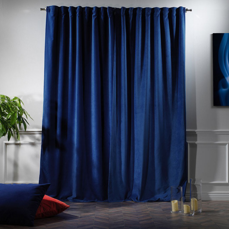 Panneau simple décoratif extra large en velours mat sur mesure, 45 BLEU MARINE, L 52 po x L 132 po