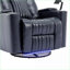 Siège de cinéma inclinable électrique inclinable avec rangement à bras cachés, lumières DEL, porte-gobelets, plateau pivotant | Bleu marine | Cuir PU