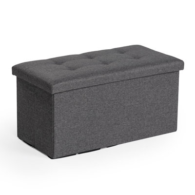 Domerese 29 Inches Folding Storage Ottoman Bench, Storage Chest, Foot Rest Stool, Dark Grey