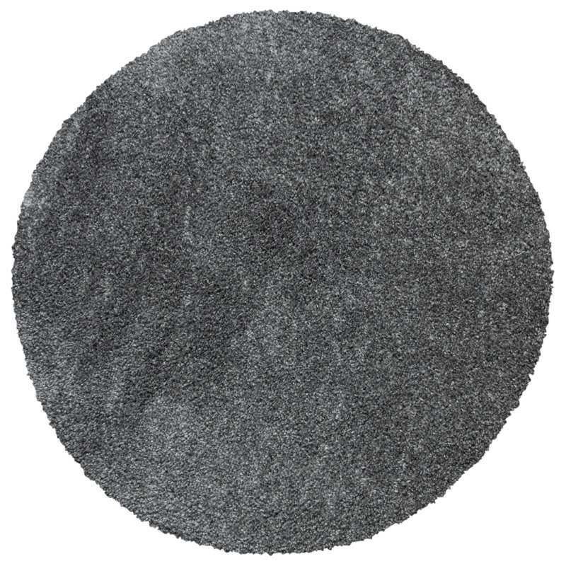 Peake Area Rug, Dark Grey, Round 91 cm