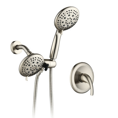 Brushed Nickel Rain Shower Head With Handheld - 6 Spray Modes & Scratches Patterns Easy Control 6.5 Lb Package Weight