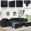 Canapé modulaire moderne de 105 po avec méridienne réversible, canapé modulaire en L avec banc de rangement, canapé modulaire avec 2 coussins et porte-gobelet pour le salon-881968807