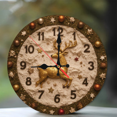 Horloge de Noël-Face-Avec-Cerf