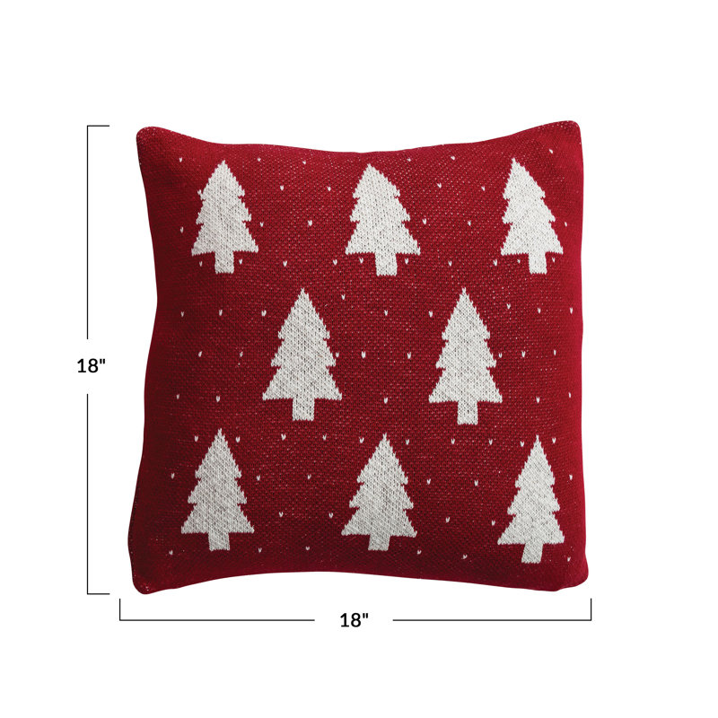 Artisan Knit Trees Cotton Pillow