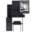 Petite coiffeuse 29,2 po avec tabouret de chevet gauche + tabouret rembourré, 2 blocs d'alimentation CA + 2 ports USB, support pour sèche-cheveux, très grand miroir à DEL coulissant à contrôle tactile, changement de couleur tricolore, réglage de la luminosité-364718091