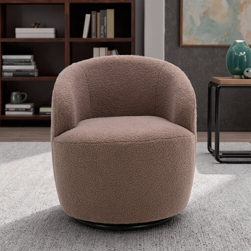Fauteuil demi-tonneau avec fauteuil Teddy, Polyester café