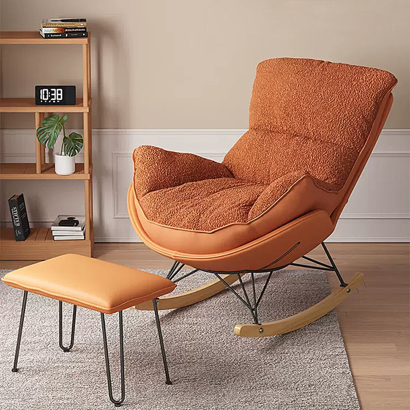 Chaise berçante moderne en tissu à double face, Orange, Orange