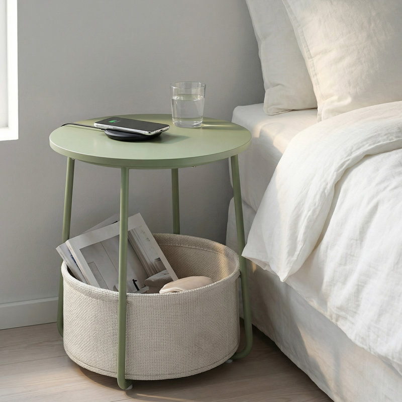 Table de bout, Vert sauge / blanc crème