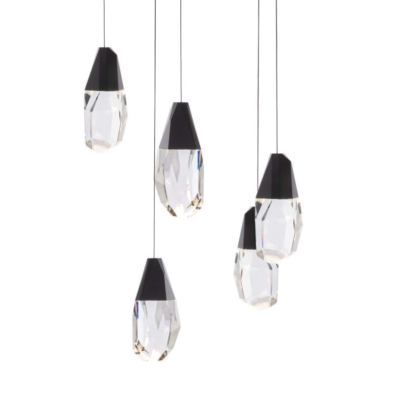Martini 5 - Light LED Pendant, Black, Clear Optic Crystal