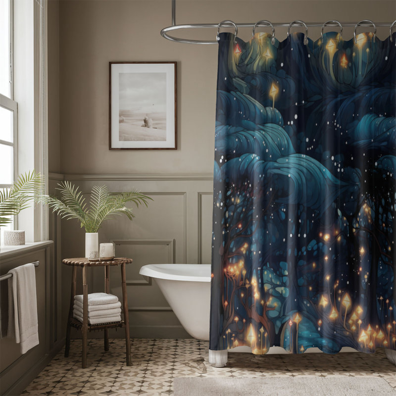 Mystical Trees - Rideau de douche Premium, H 74 po x l 71 po