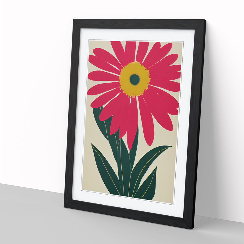 Daisy Flower Retro Vol.2 - Wall Art, Black, 46cm H x 34cm W x 2cm D