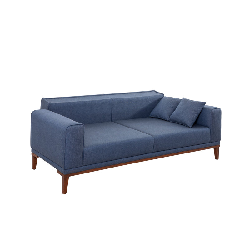 Canapé-lit rembourré 87,8 po Shiena, Polyester à 100 % bleu foncé