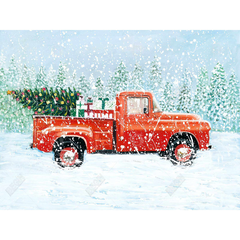 «Christmas Tree Truck - Livingroom Transport», toile encadrée, H 37,25 po x l 49,25 po