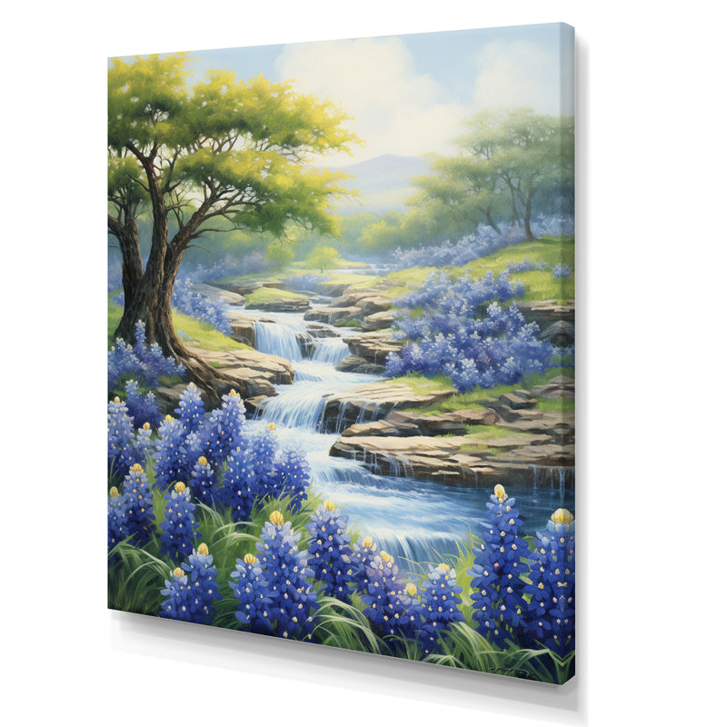 Blue Bonnets, impression romantique V - impression, H 40 po x l 30 po x P 1,5 po, Toile tendue