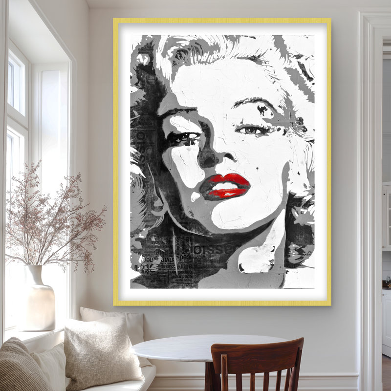 Marilyn Monroe, reproduction figurative encadrée noire