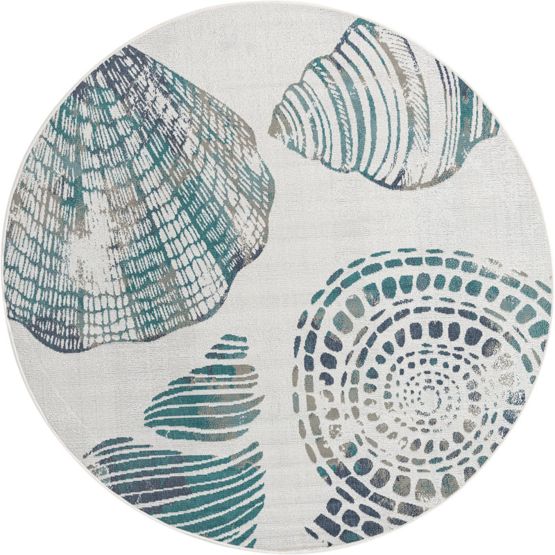 Outdoor Ayton Area Rug Sand Color, Round 7'