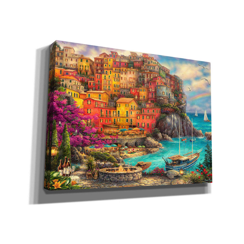 «A Beautiful Day at Cinque Terre» par Chuck Pinson, art mural sur toile, L 54 po x H 40 po x P 1,5 po