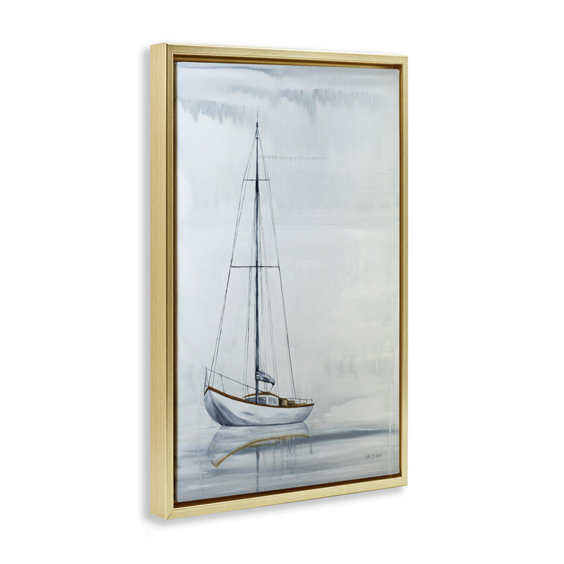 «Sail The Horizon», toile flottante encadrée par Yvette St. Amant, Cadre flottant métallique doré, H 31 po x l 21 po