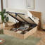 Structure de lit pour grand lit avec rangement relevable, lignes courbes en bois ondulé, rangement hydraulique-1162552092