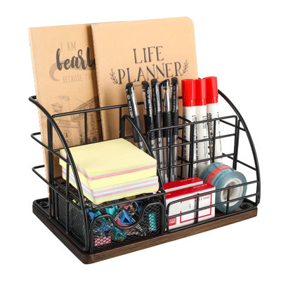 Desk Organizer Office Accessories,mesh 5 Compartments Desk Office Organizer With Drawer