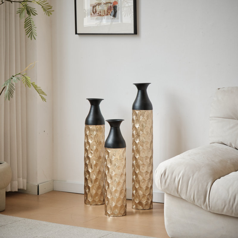 Ensemble de 3 vases de plancher en métal