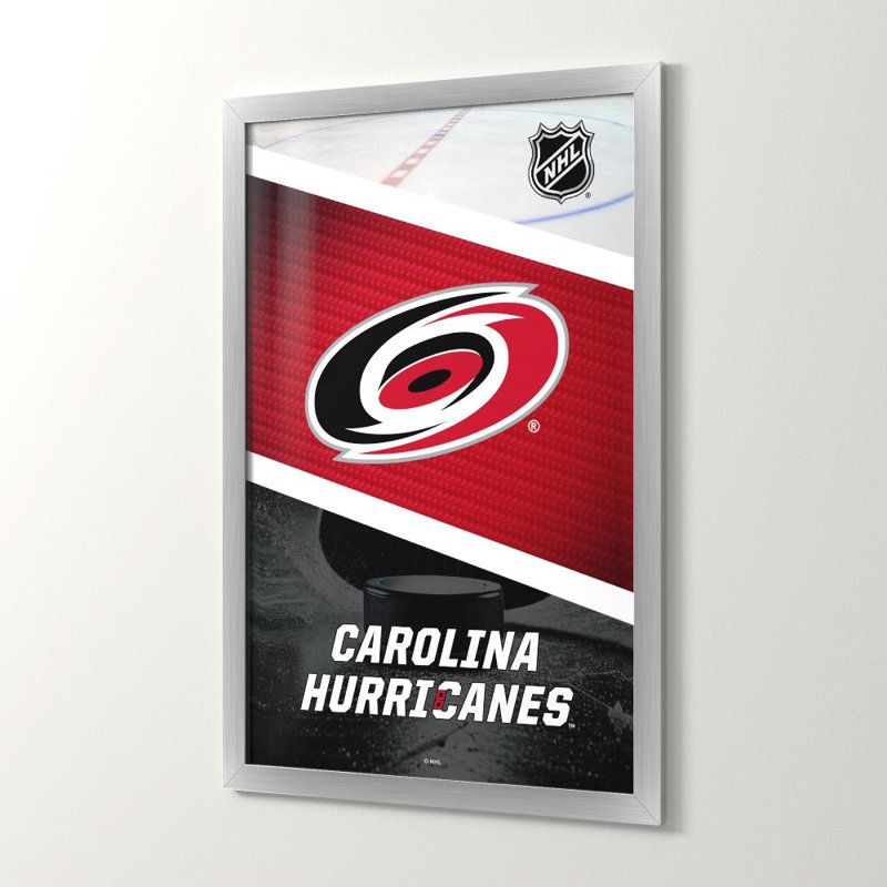 Décoration murale des Hurricanes de la Caroline (LNH), 48" H x 32" W, Framed Acrylic, Argent