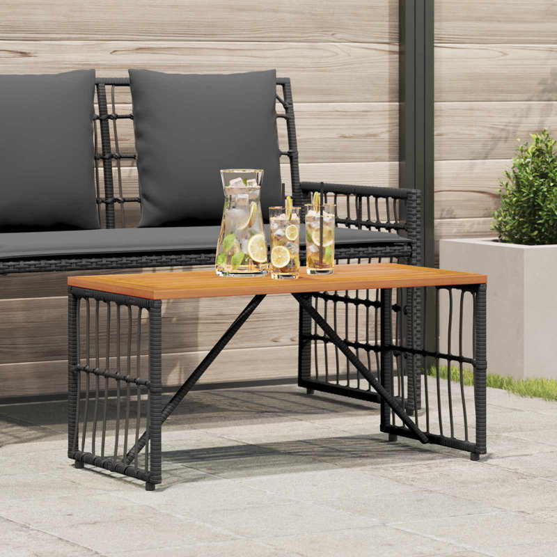 Charessa Rectangular Outdoor Coffee Table , 80cm cm W 40cm cm D, Black