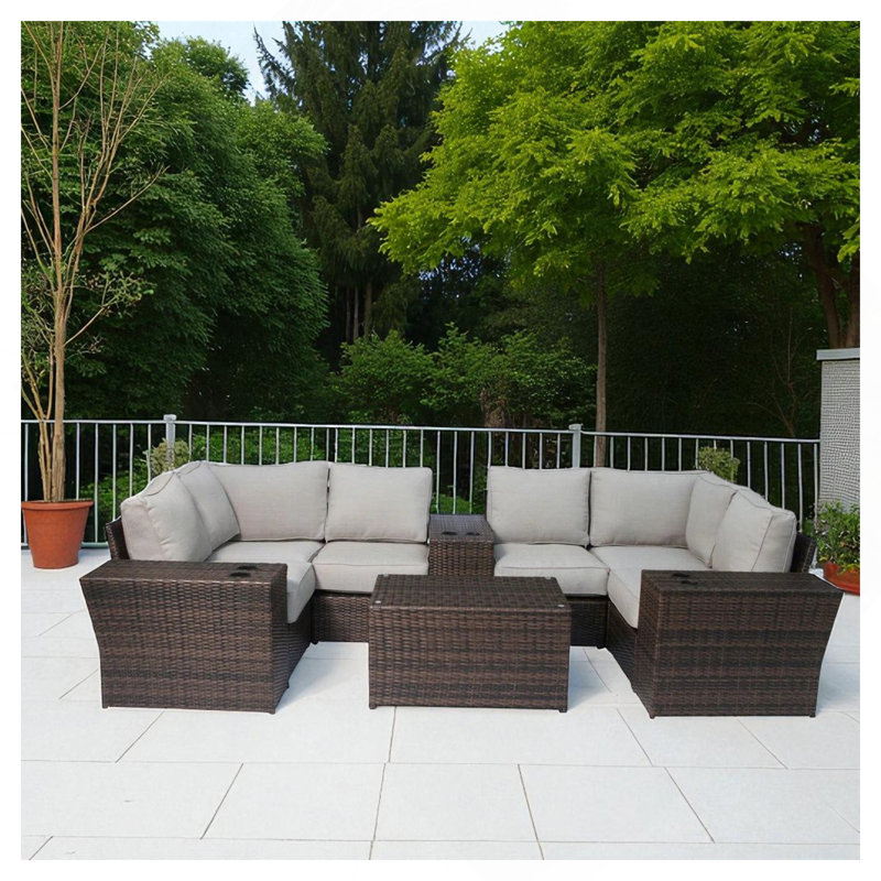 Ensemble de conversation pour 4 personnes avec coussins de patio pré-assemblés