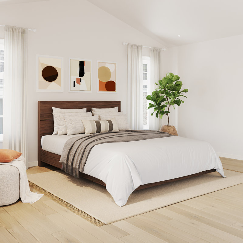 Aletse Platform Bed & Headboard, Full, Walnut