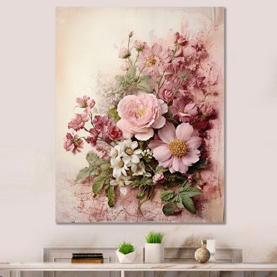 " Blossoming Pink Rose Rustic Bouquet "
