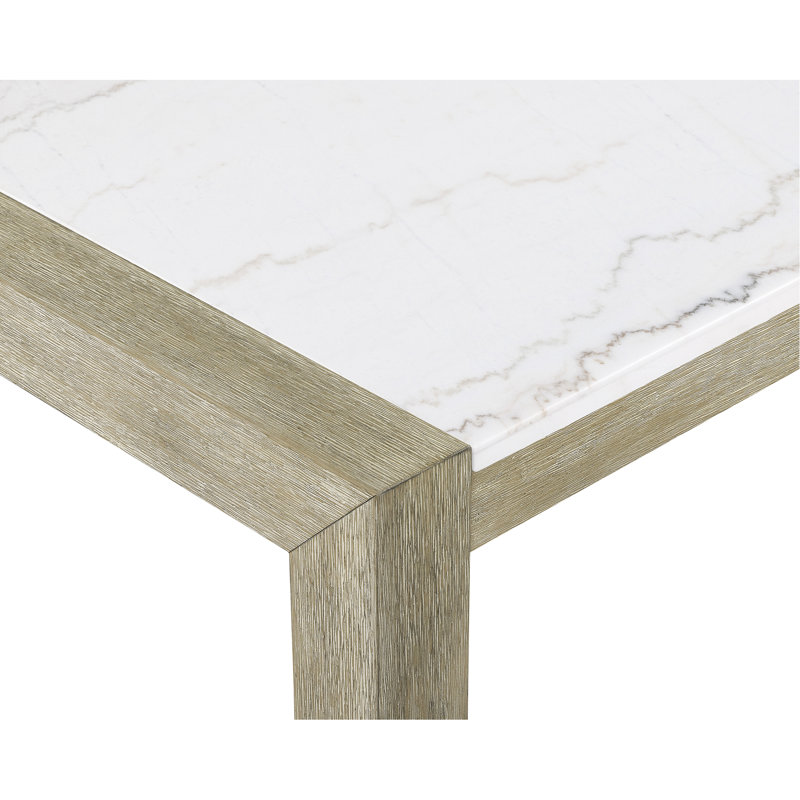 Table de salle à manger contemporaine 6 - marbre blanc et surface rectangulaire décor brun