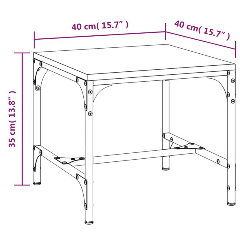 Erwan Frame Side Table Set, Brown Oak